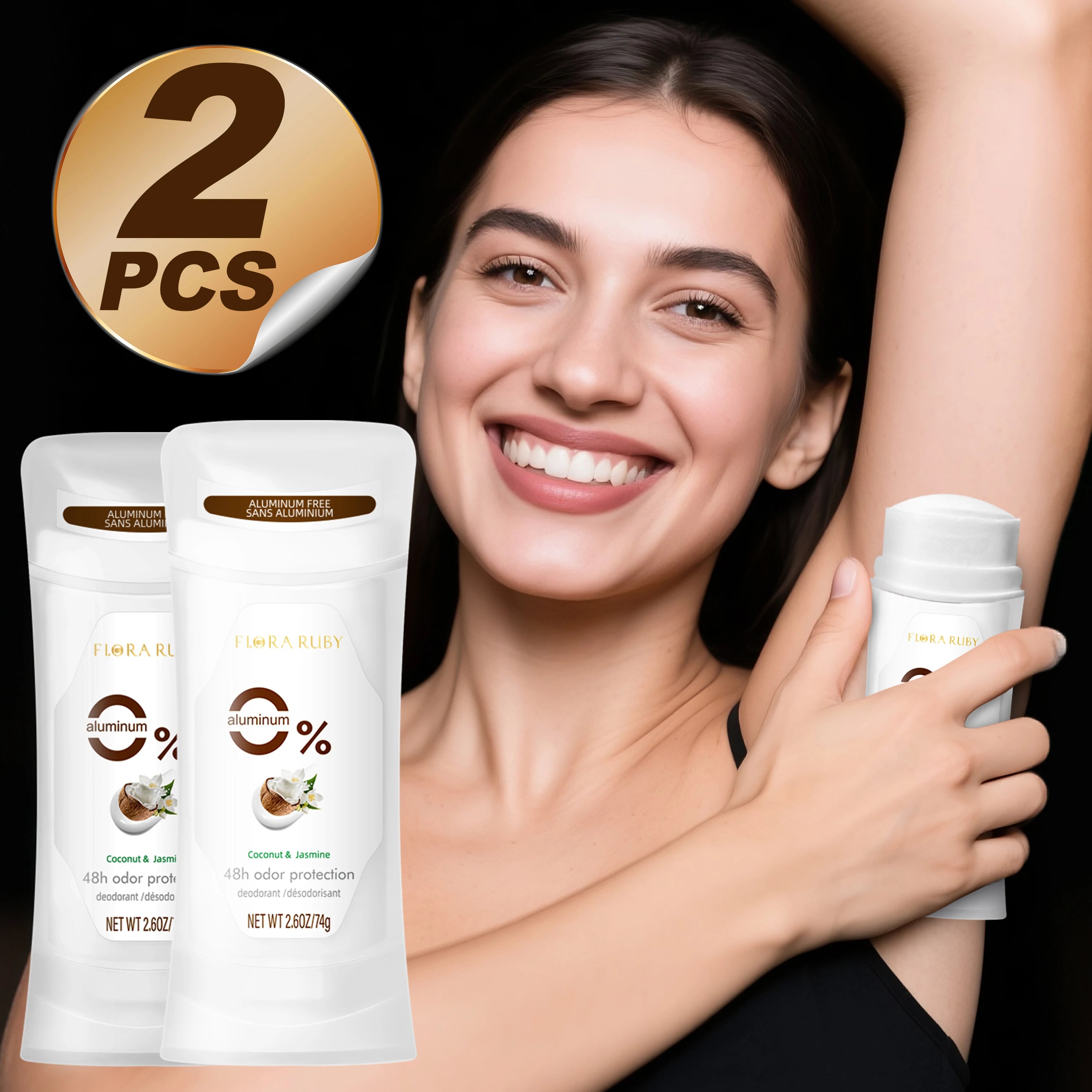 2PCS/Set Body Odor Remover，Deodorant stick，Aluminum Free，48H Natural Flower Scent Deodorize, Long Lasting and Refreshing Dryness Oasis Select