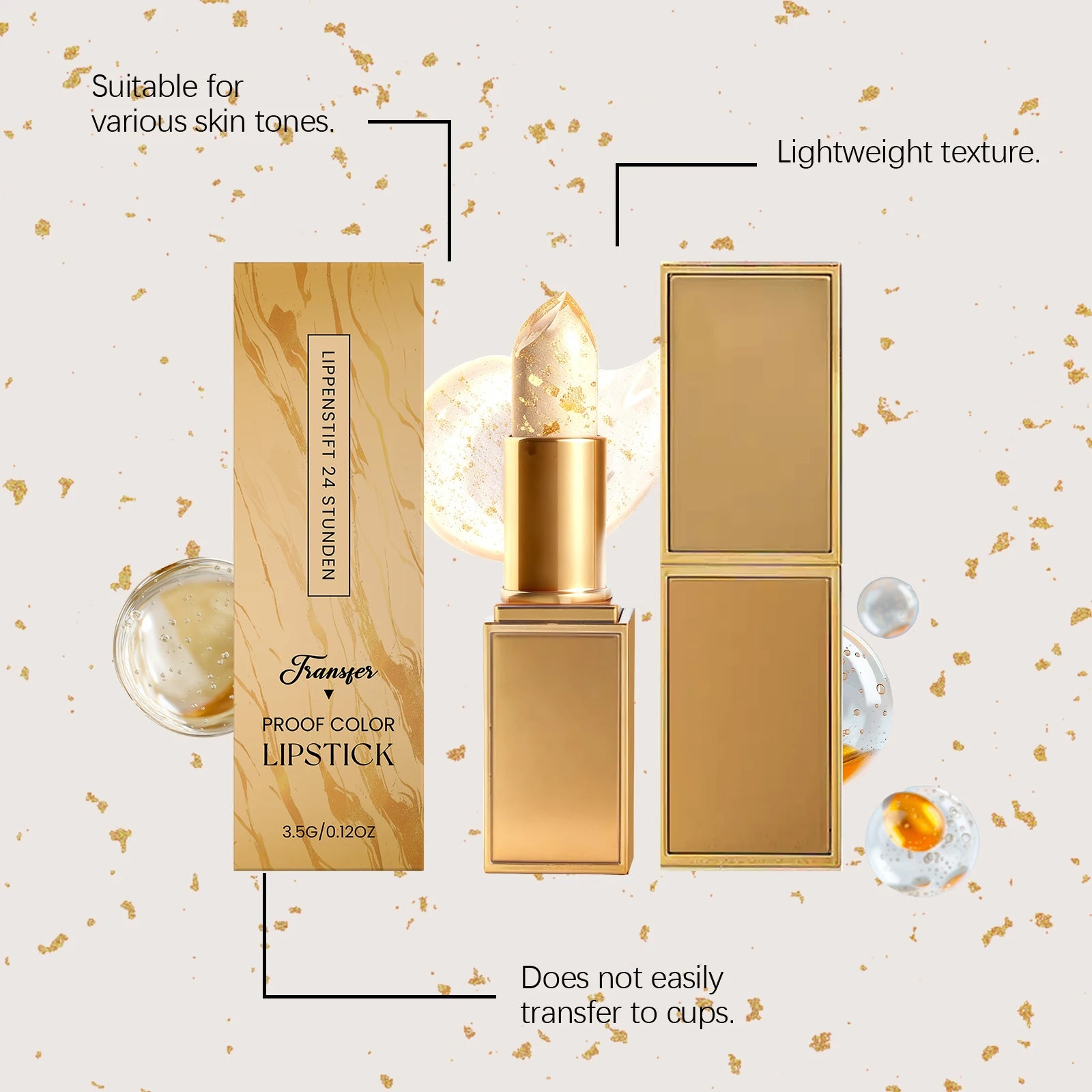 Gold Foil Color Changing Moisturizing Lip Balm Temperature Activated Tint Hydrating Non Stick Cup Daily Lip Nourishing Care Oasis Select
