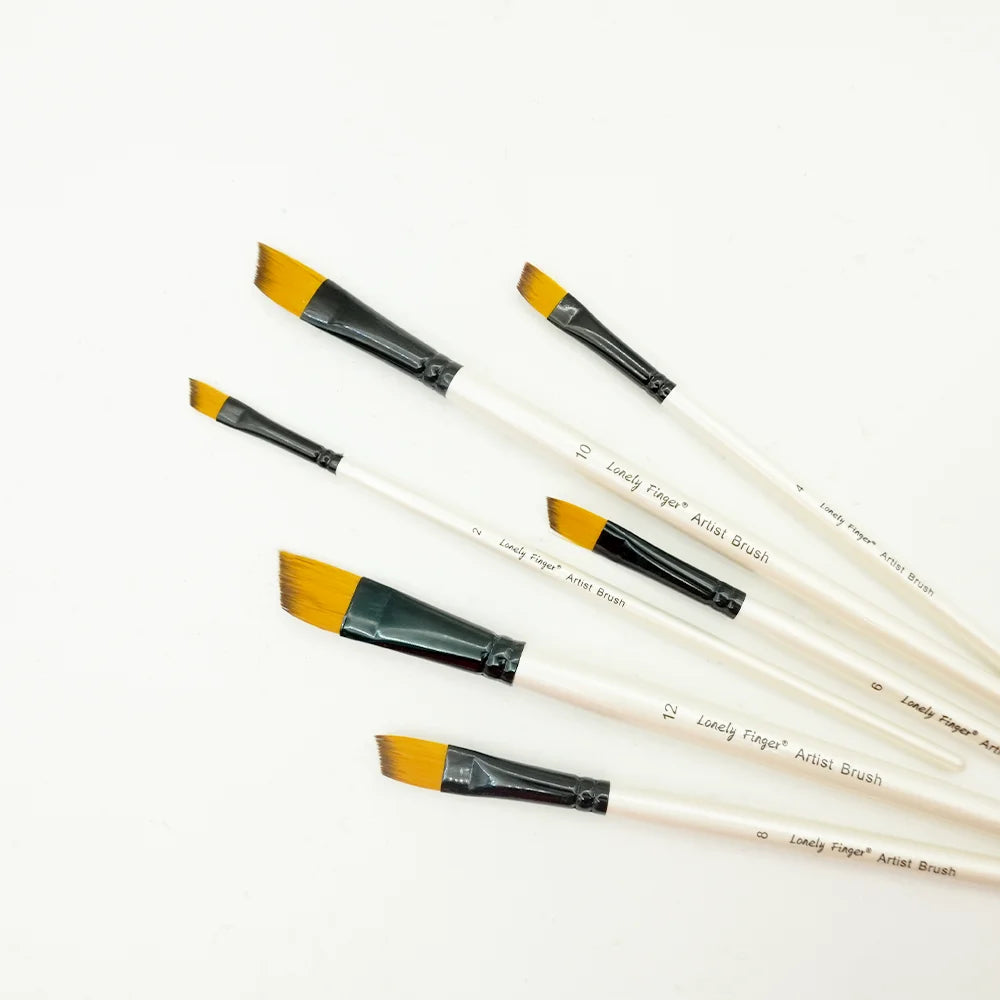 Angular Paint Brushes,6 PCS Different Size Professional Angled Paint Brush for Acrylic Watercolor Gouache Oil Painting,Highly Ab Oasis Select WHITE