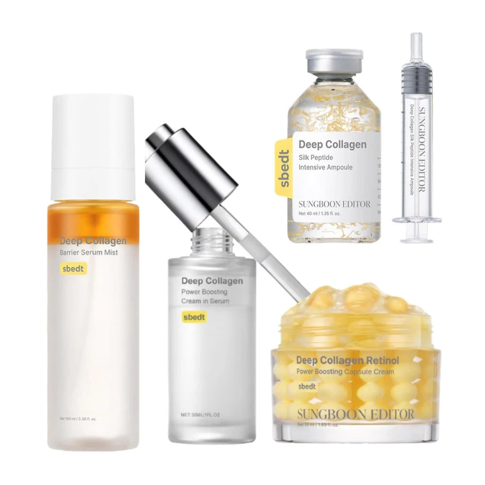 Korean Sbect Facial Skin Care Set - Collagen Silk Peptide Ampoule, Boosting Cream Serum, Retinol Capsule, Revitalizing, Brighten Oasis Select 4pcs