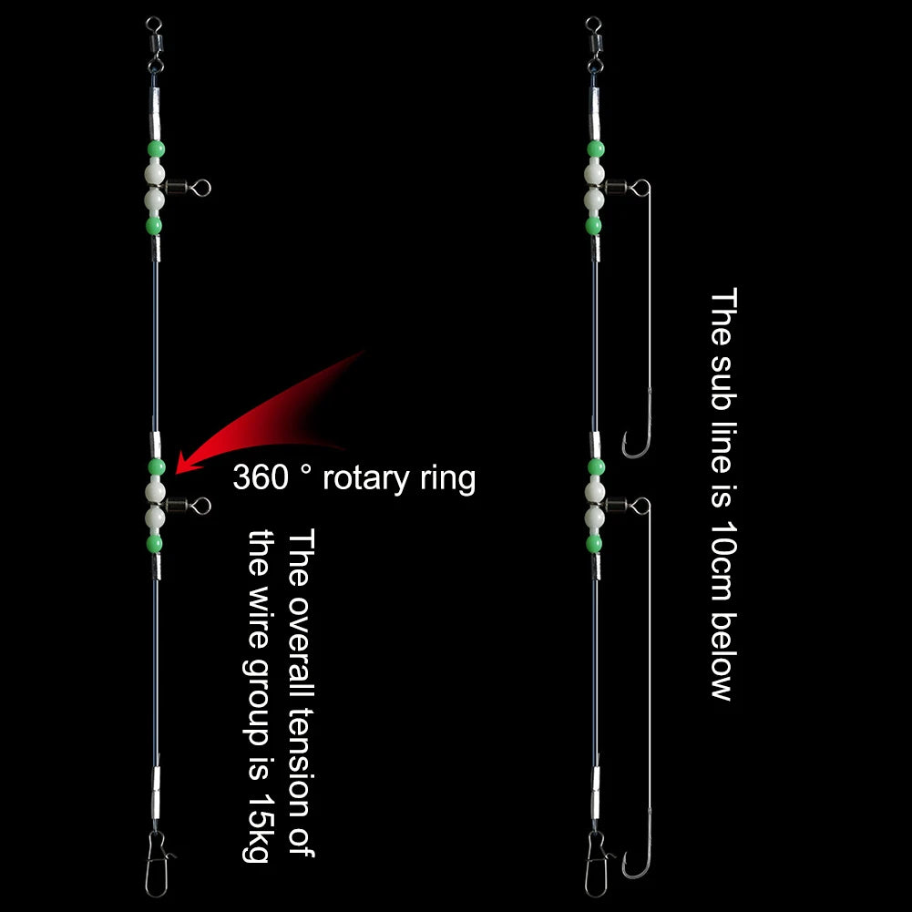 Night Glow Fishing Leaders with Swivels & Snaps | Saltwater & Freshwater Fishing Leader Set Oasis Select