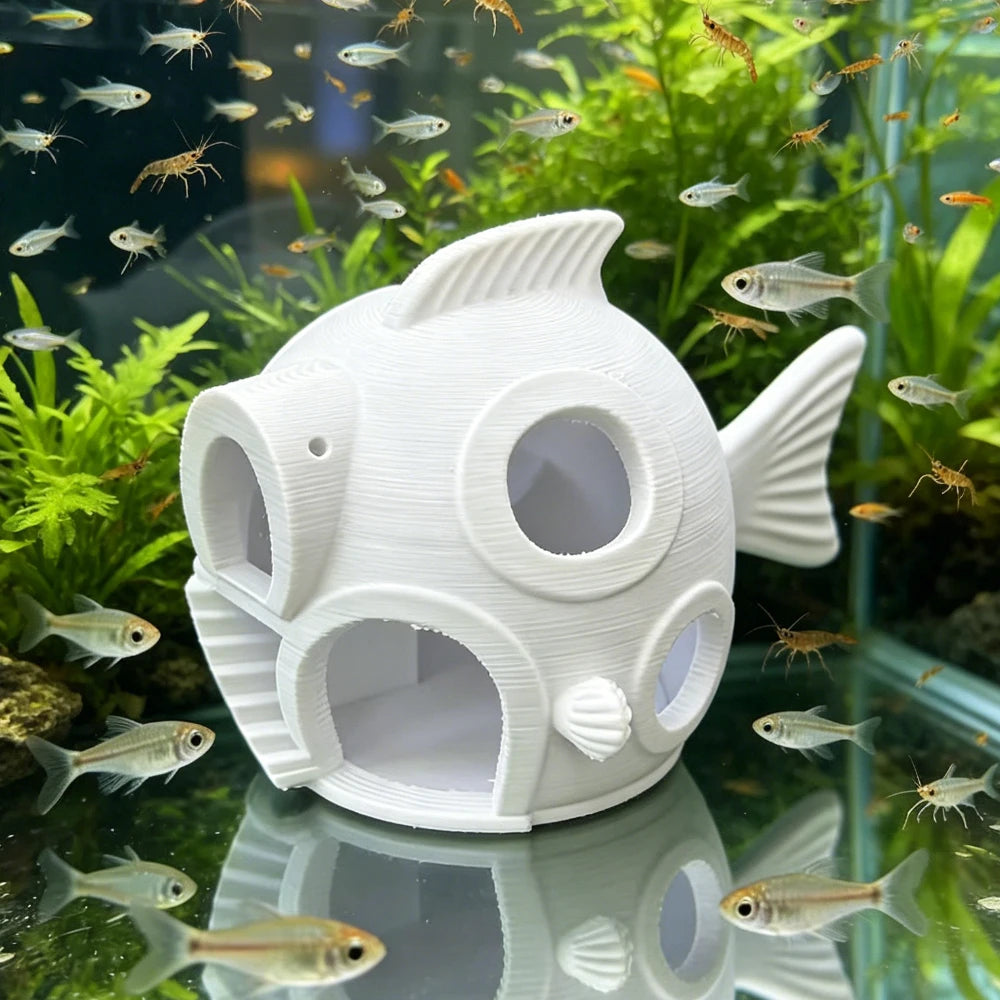 Fish-Shaped Houses Aquarium Hideout Multi-Hole Caves for Fish & Shrimp Non-Toxic Safe Tanks Ornaments Decor Aquarium Accessories Oasis Select