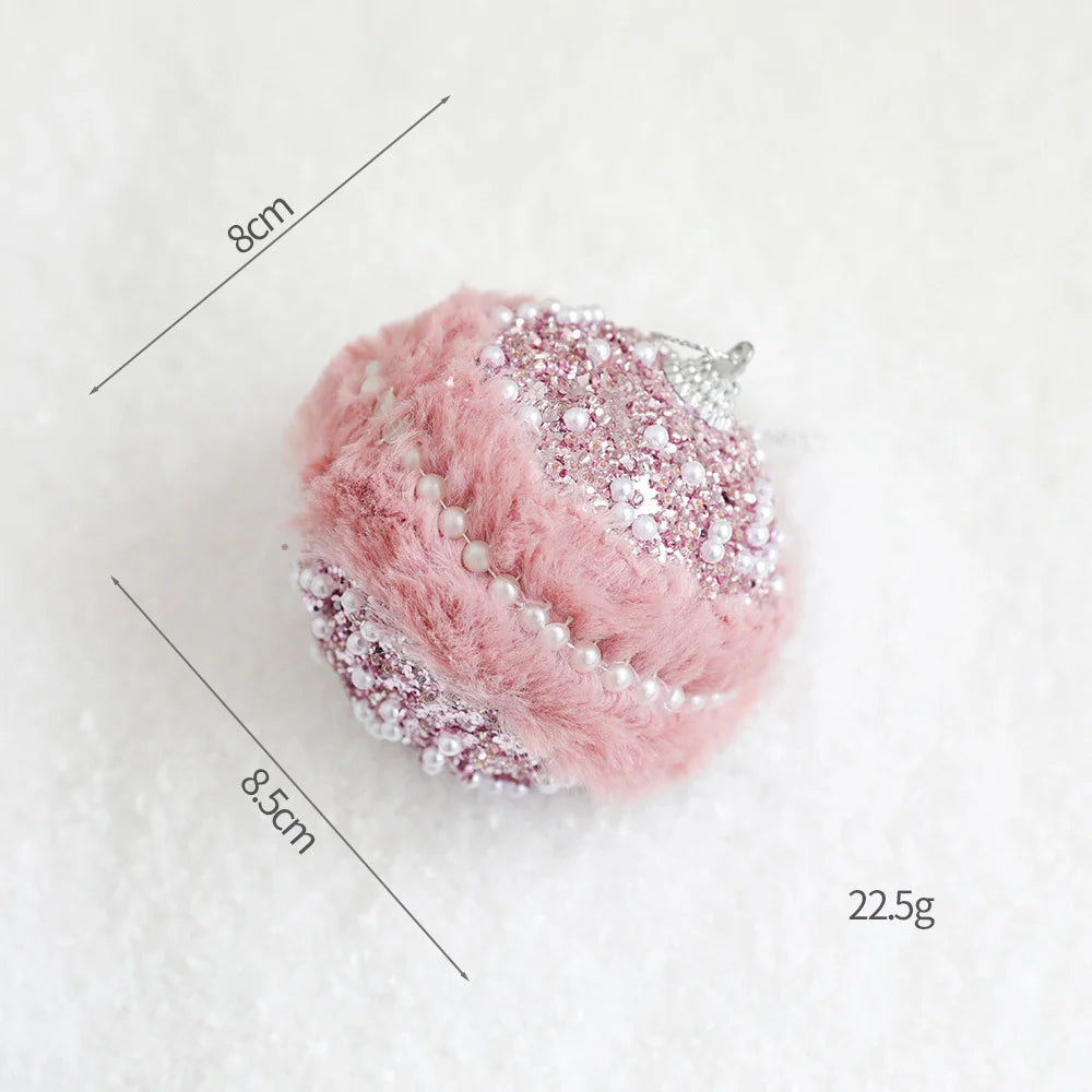 Christmas Tree Ornaments Pink Foam Ball Bow Tree Top Star Xmas Tree Hangings Pendant Party Decorations Supplies 2025 New Year Oasis Select Ball 3