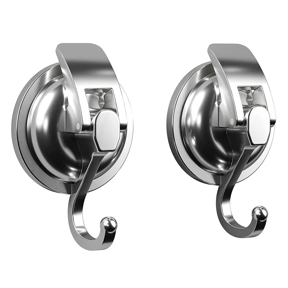 Removable Polished Easy to Install Chrome-Plated Organization Bathroom Shower Suction Cup Hooks Oasis Select silver