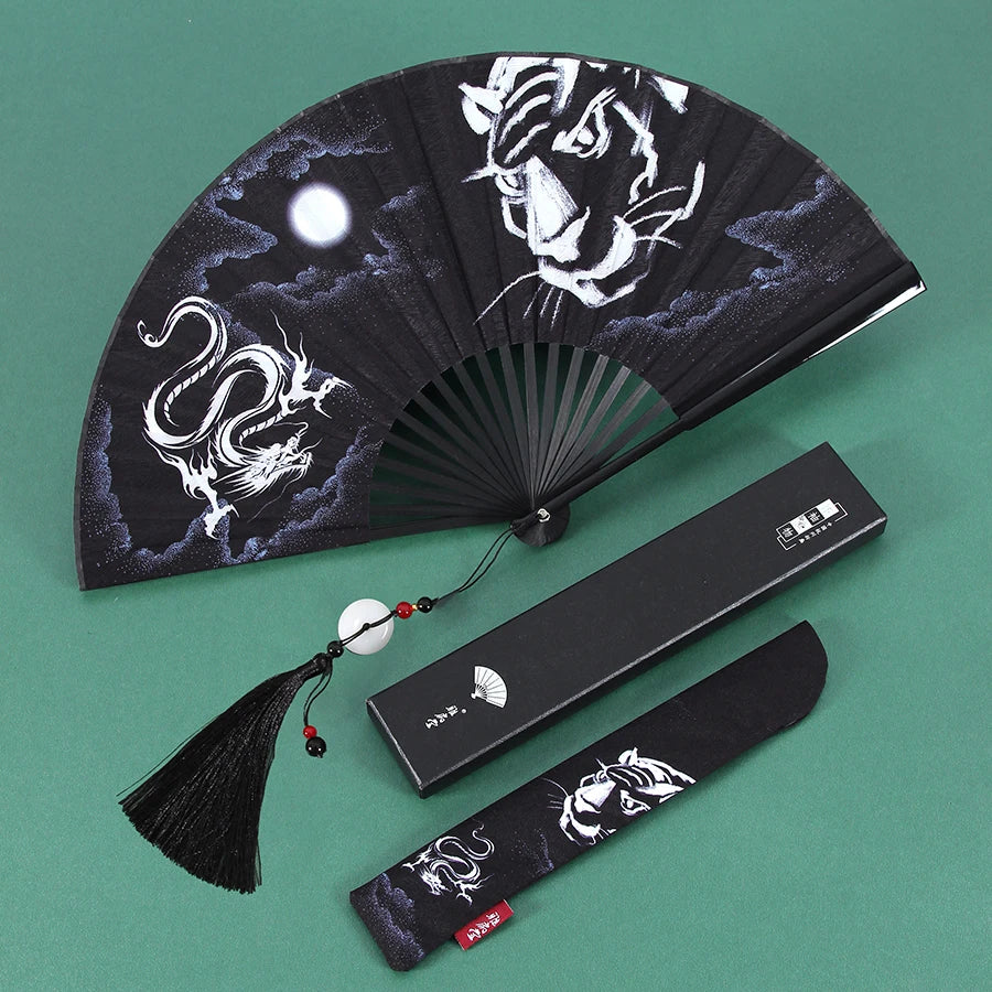 Ancient Folding Fan Black Dragon Fan Chinese Style Summer Hanfu Folding Fan Oasis Select 6 8 inches
