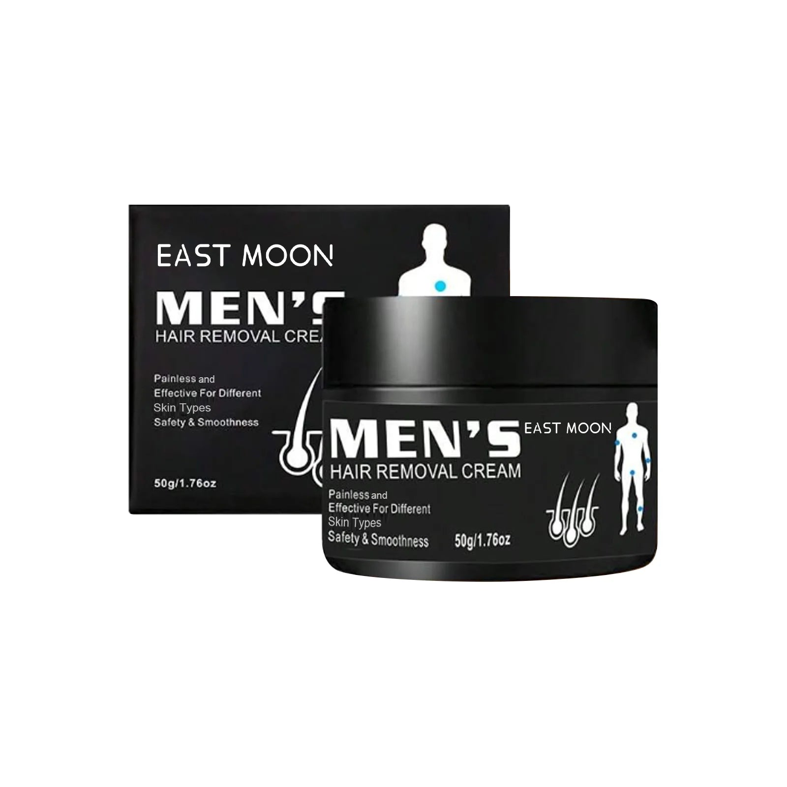 East Moon Men's Aloe Hair Removal Cream – Painless & Gentle Hair Removal Cream Oasis Select 50g boxed 1