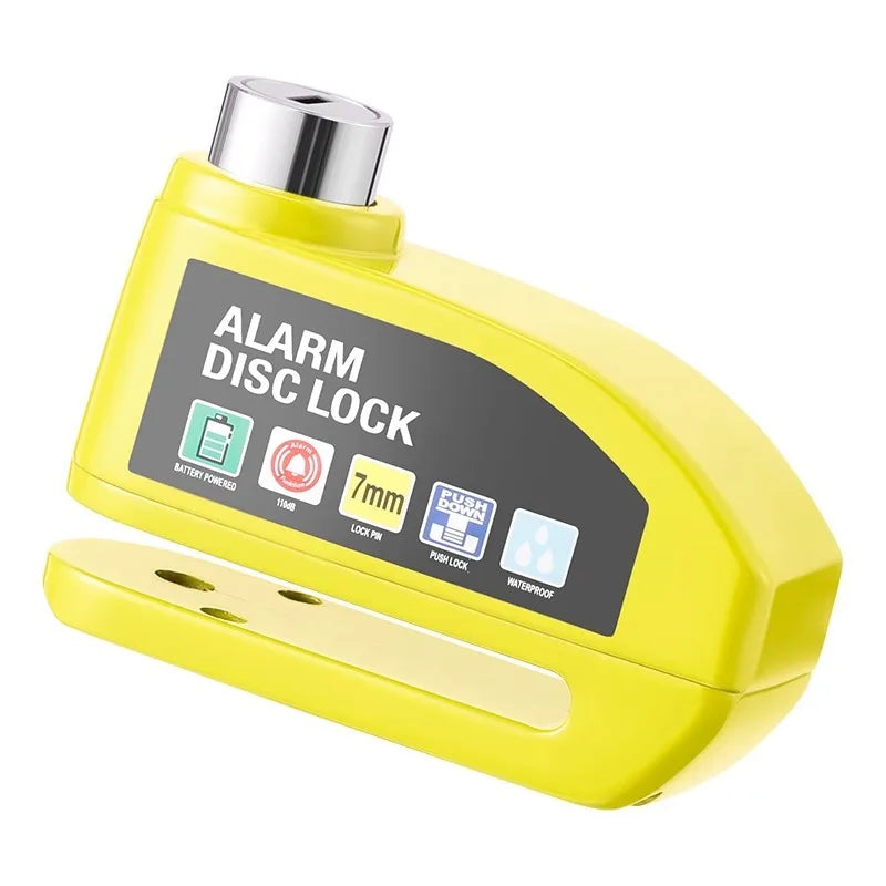 JUSTINLAU Motorcycle Alarm Disc Lock 130dB Anti-Theft Security Brake Disc Lock Waterproof Universal for Scooter Bike Motorbike Oasis Select Yellow