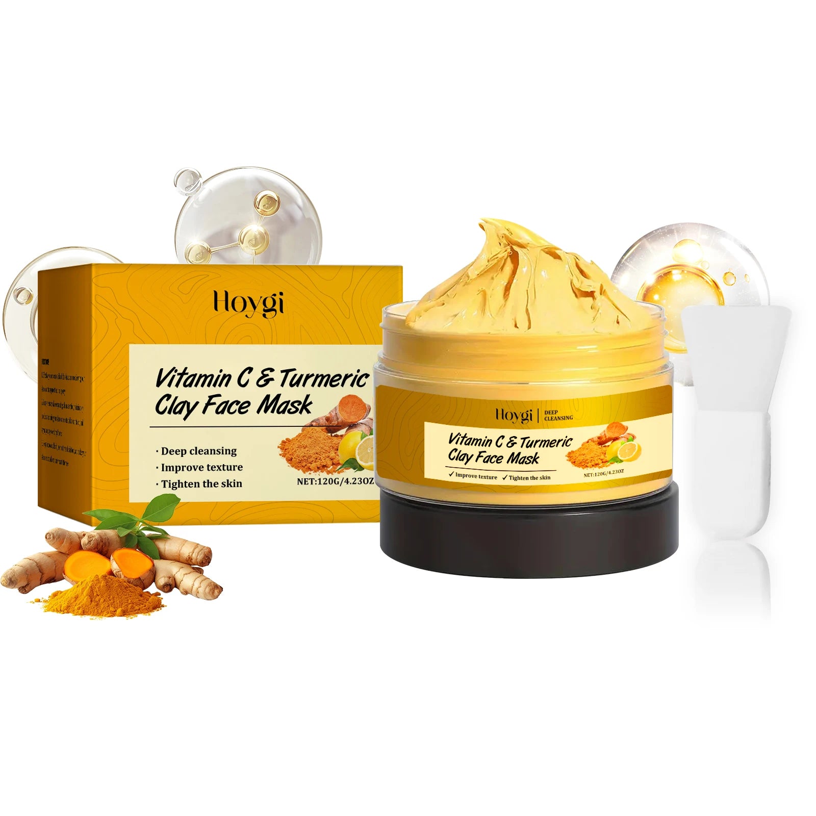 Hoygi Vitamin C Turmeric Clay Mask – Pores & Dark Spots Clay Face Mask Oasis Select 120g boxed