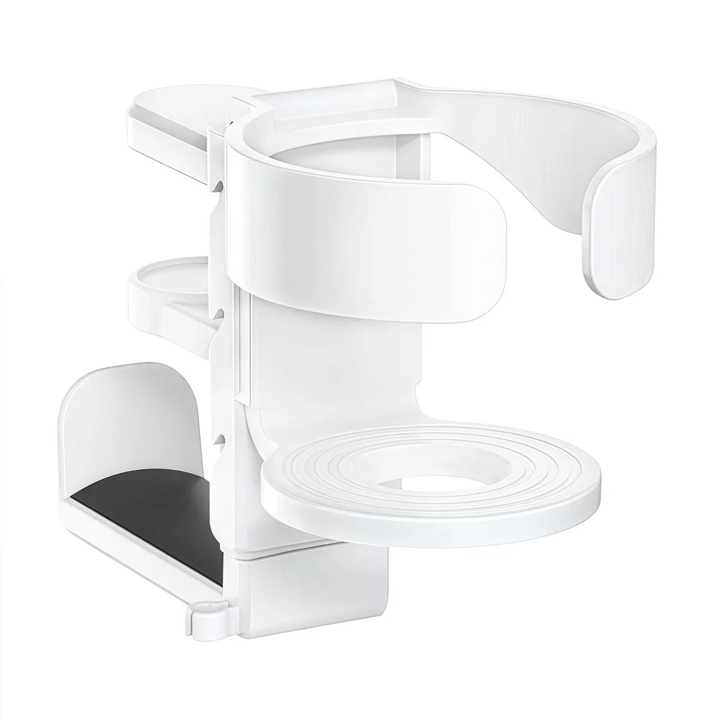 2 IN 1 Slip Cup On Headphone Holder Desk Cup Holder Adjustable Non For Desk Office Supplies Workspace Under Desk Clamp Oasis Select WHITE