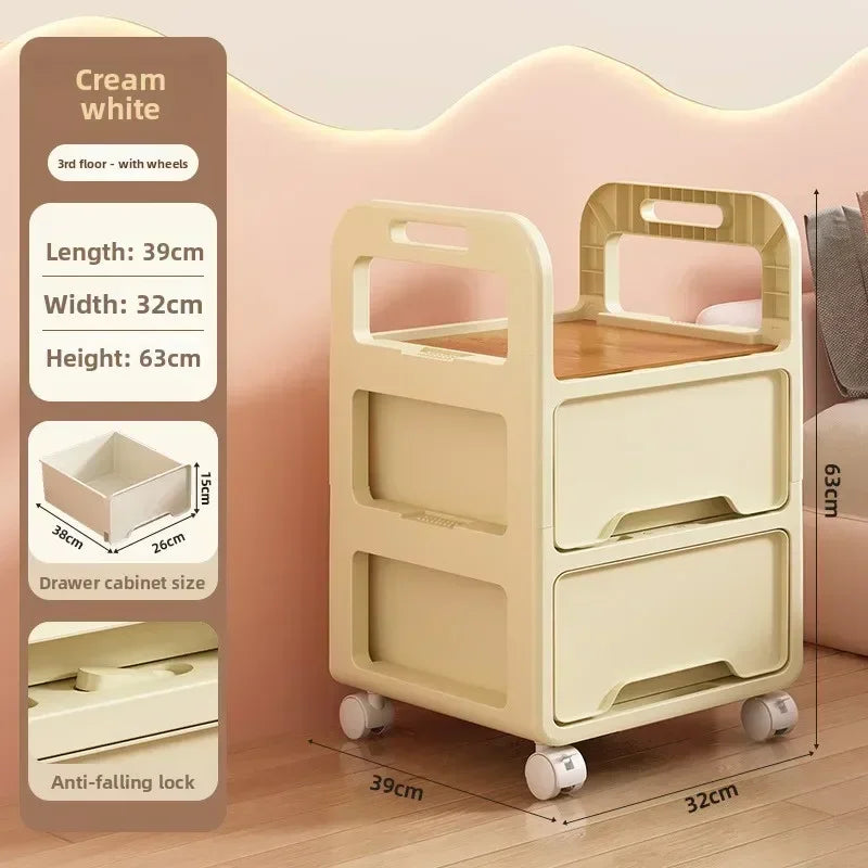 Multi-functional Drawer storage cabinet household living room snacks toys plastic storage box Oasis Select White 32-3A