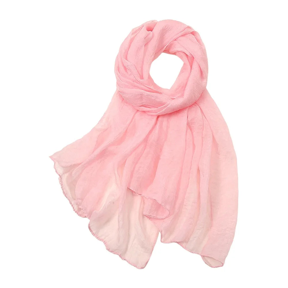 Elegant Solid Color Chiffon Scarf Thin Protection Sunscreen Shawl Soft Long Female Wrap Shawls Summer Oasis Select Pink