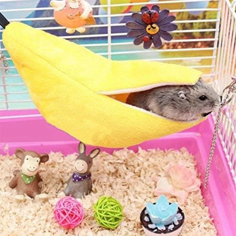 Banana Hamster Bed House Hammock Small Animal Warm Bed House Cage Nest Hamster Accessory for Sugar Glider Hamster Small Bird Pet Oasis Select