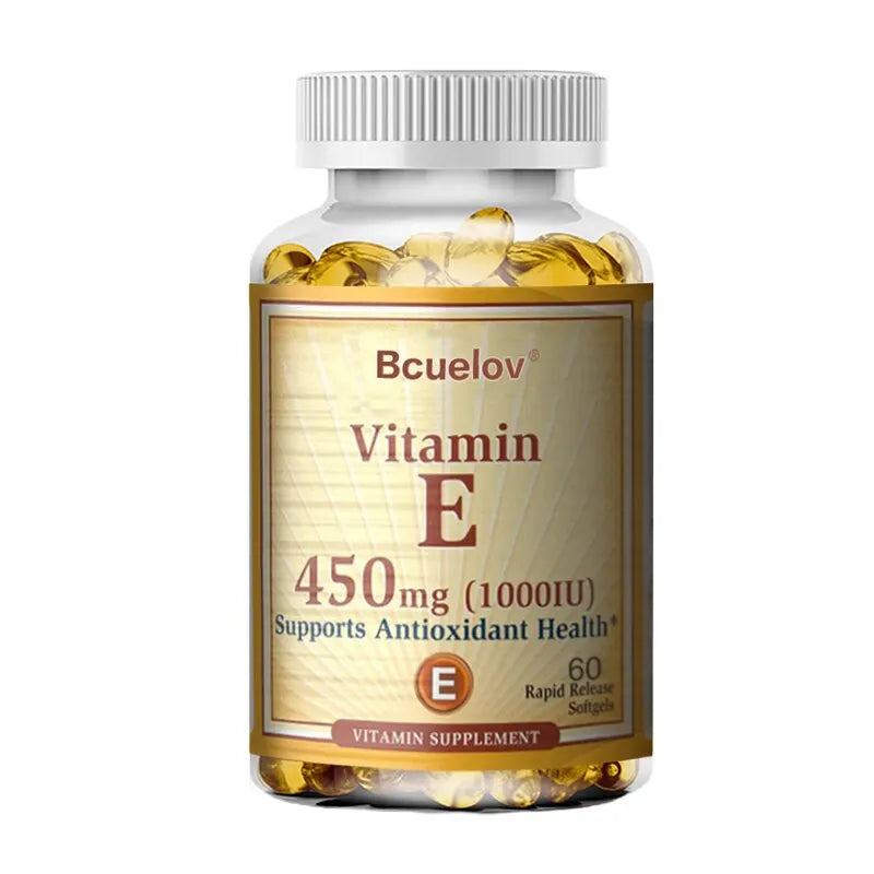 Bcuelov Vitamin E 1000 IU 450mg - for skin, hair, circulatory health, immune system support - antioxidant supplement Oasis Select 60 count-1 bottle
