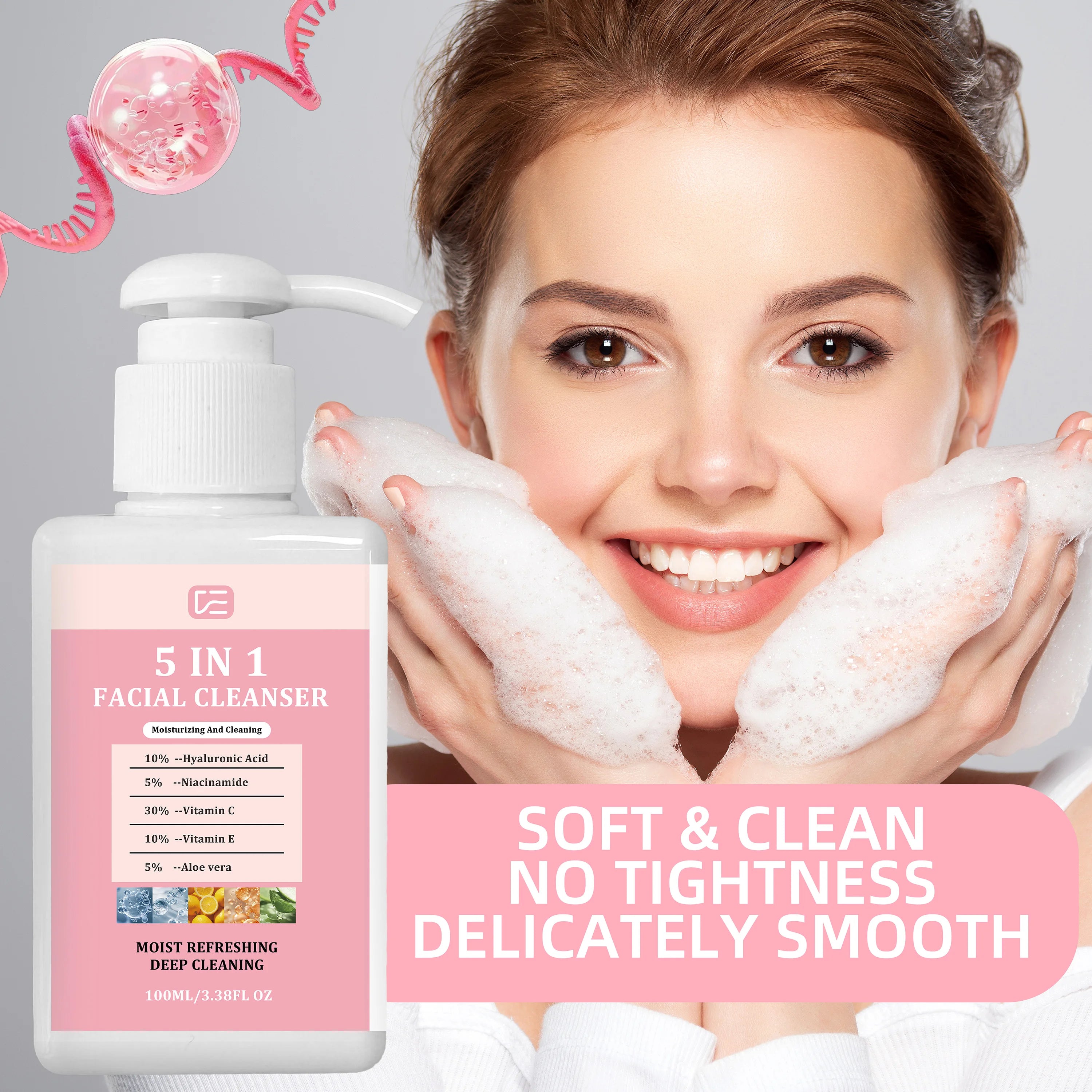 veérenae 5-in-1 Facial Cleanser – Face, Lip & Eye Makeup Remover