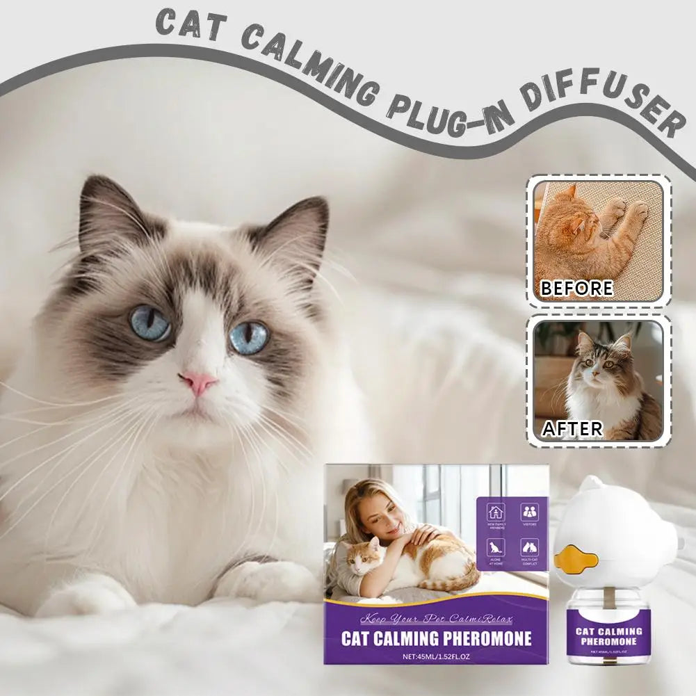 45ML Pheromone Diffuser for Cats, Pet Emotional Soothing Calming Effectively Relieves Anxiety Stress Reduce Scratching Device Oasis Select