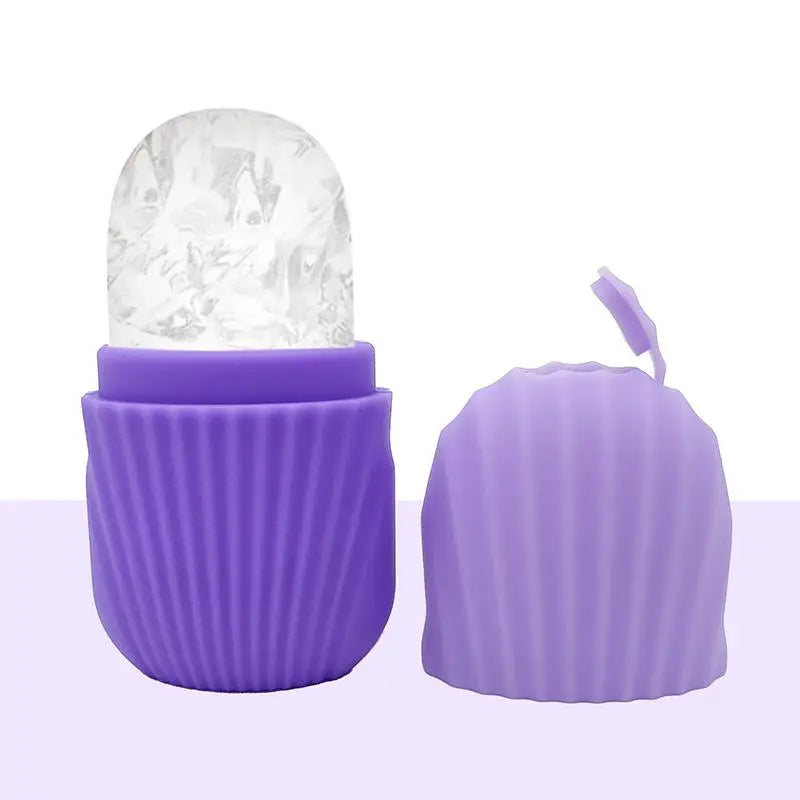 Facial Ice Roller Silicone Ice Cube Tray Reusable Ice Ball Massager Face Lifting Contouring Reduce Acne Skin Care Beauty Tool Oasis Select Purple