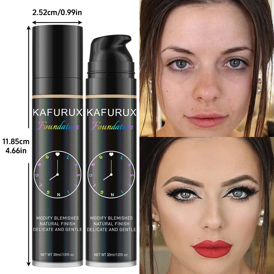 KAFURUX 8-Shade Liquid Foundation – Waterproof & Full Coverage