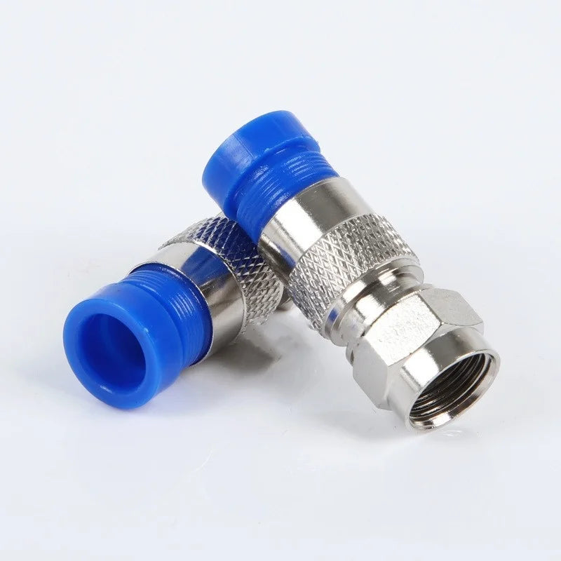 10/20pcs RG6 Compression Connectors RG6 F Type Connector Coax Coaxial Compression Fitting Waterproof Connection Blue Oasis Select
