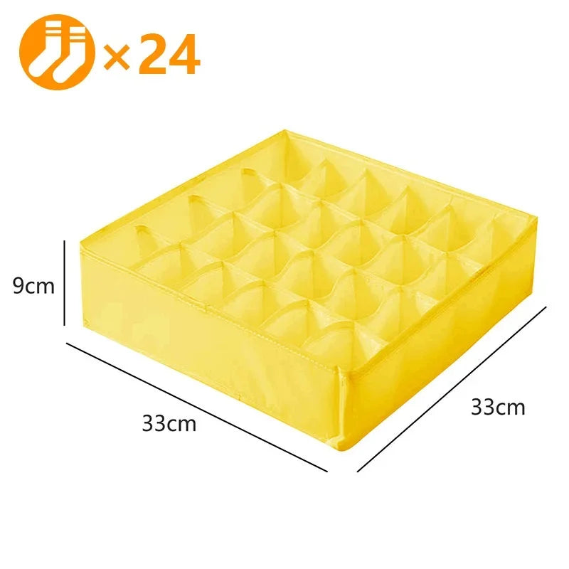 Sports Bra Underwear Organizer Storage Box Panties Socks Storage Boxes Wardrobe Clothes Organizer Cabinet Drawers Separator Box Oasis Select 24grids-yellow