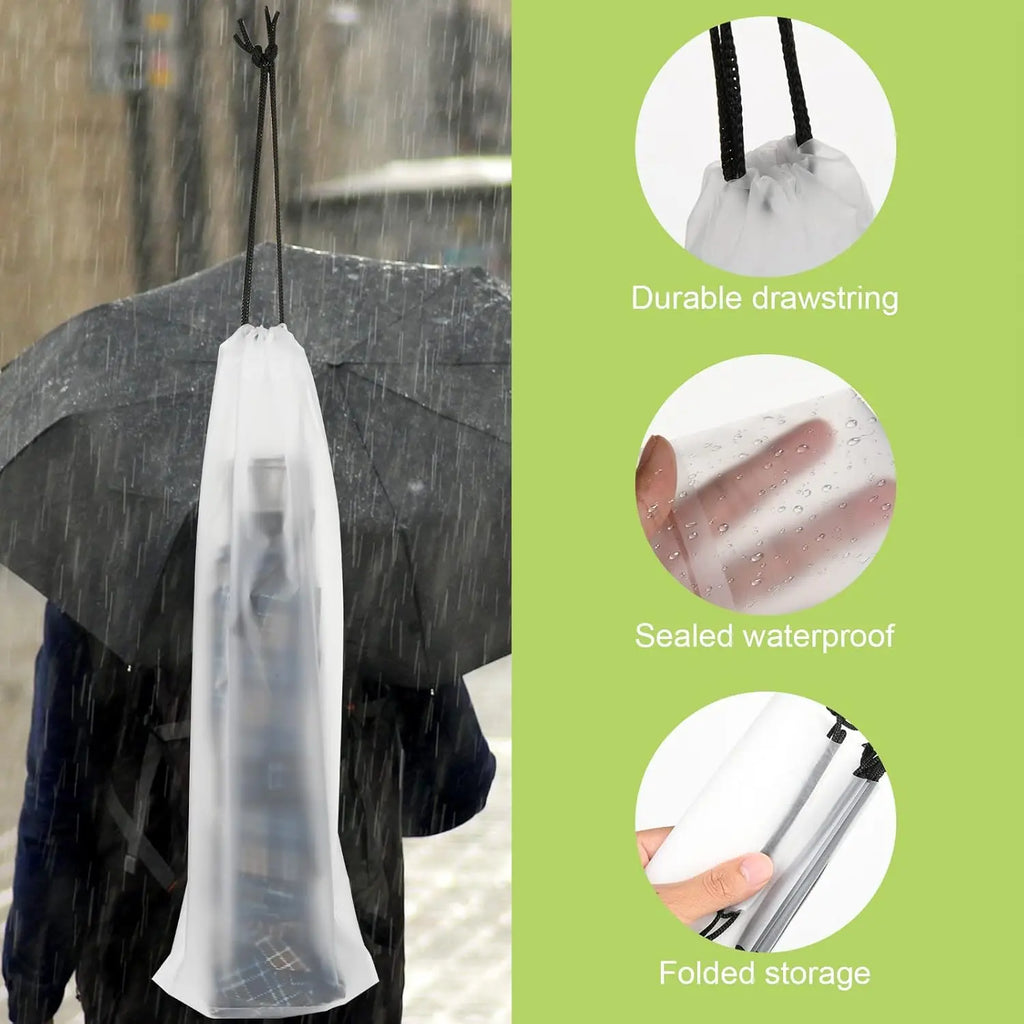Wet Umbrella Bag Waterproof Translucent Folding Storage Travel Drawstring Sleeve Car Office School Rain Clear Case Portable Mini Oasis Select