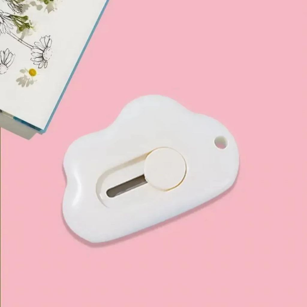 1/2/3/4pcs Kawaii Clouds Mini Portable Ulity Knife Box Cutter Opener Pocket Stretch Paper Cutters School Office Supplies Gift Oasis Select 1pcs white