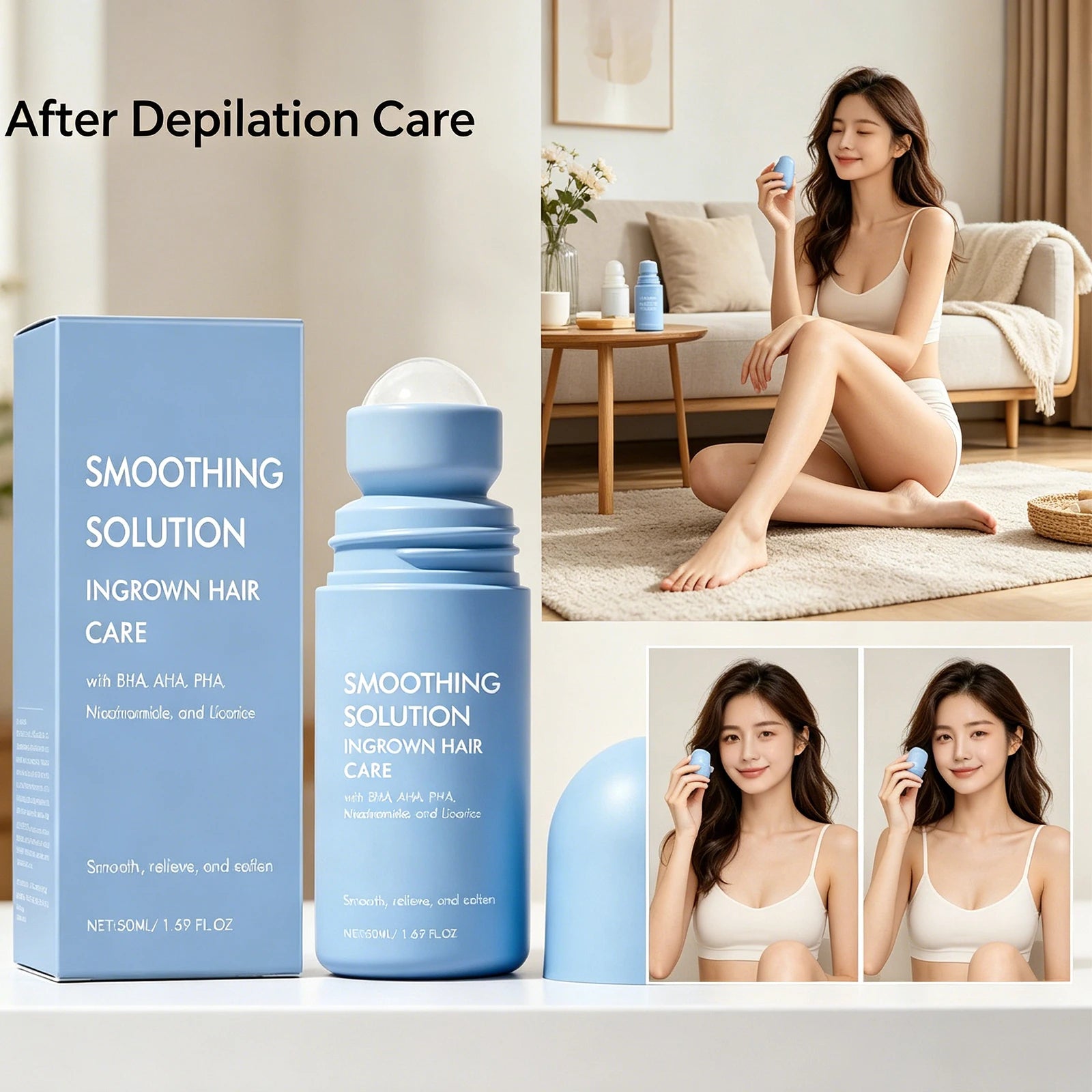 Hair Removal Roller Serum – Softening & Moisturizing Body Essence Hair Removal Serum Oasis Select