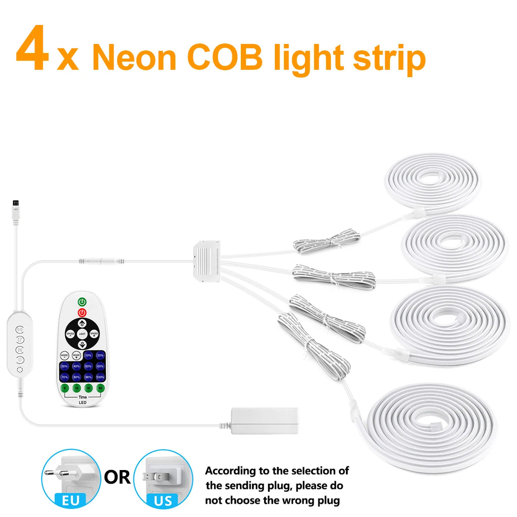 2/4/6PCS Bluetooth Dimmable 24V COB LED Neon Strip with RF Remote,Trick Light Support APP Control for iOS and Android Devices Oasis Select 4pcs LED Strip Neutral White 1m|EU Adapter
