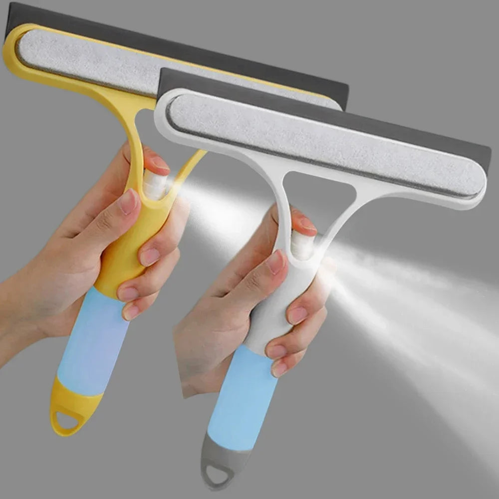 3 in 1 Window Cleaning Squeegee Multi Function Glass Mirror Wiper with Spray Bottle Microfiber Scrub Household Car Cleaner Tools Oasis Select