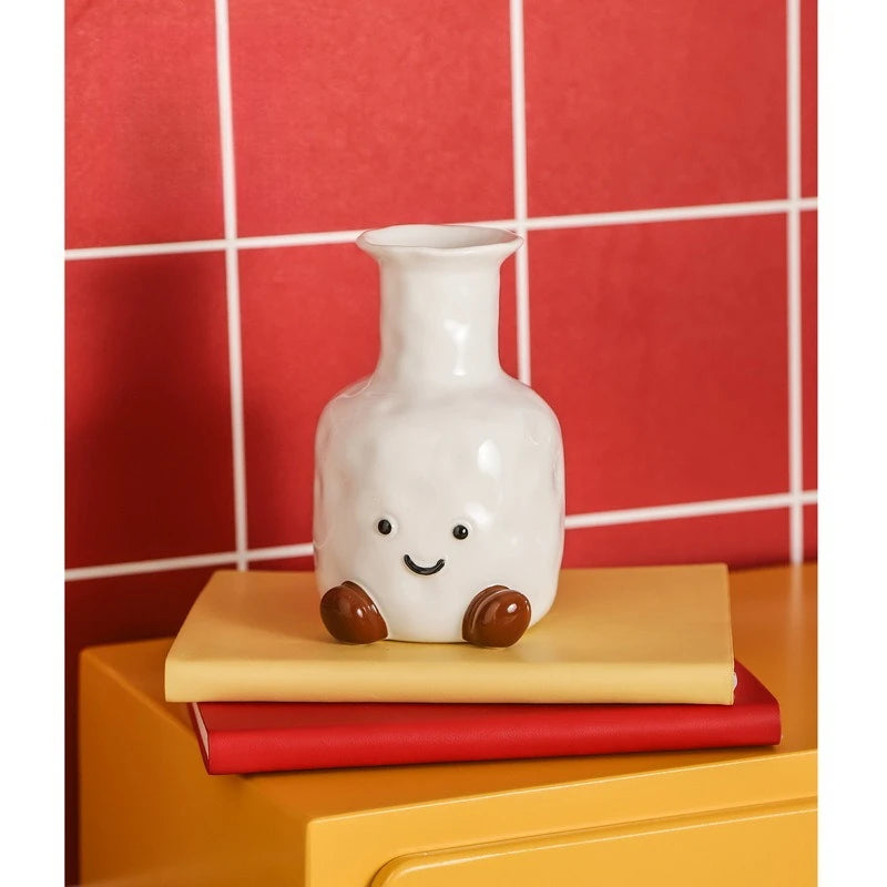 Cute Smiling Face Vase Creative Decorative Item for Home Living Room Table Dried Flowers Flower Arrangement Fresh Flowers Oasis Select