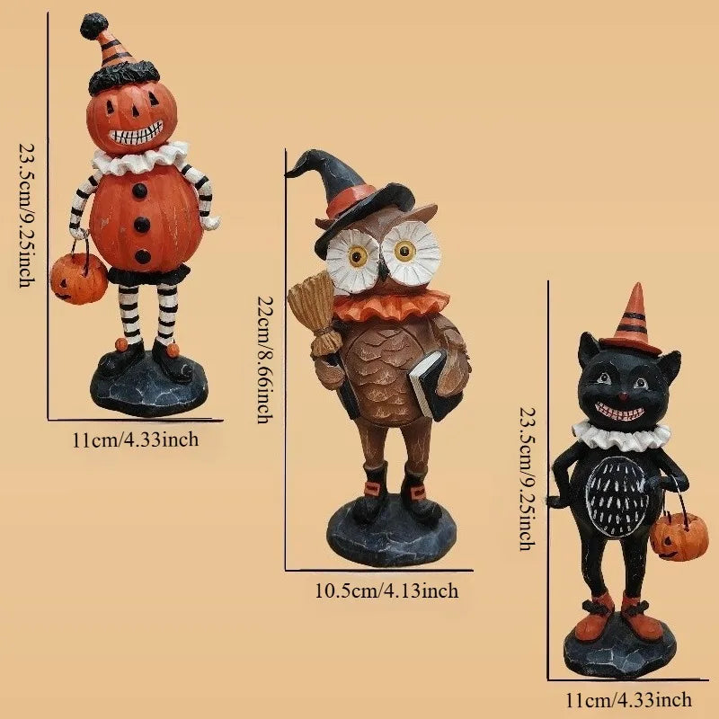 Halloween pumpkin / owl / black cat figurine ornaments, suitable for Halloween decoration and autumn home decoration Oasis Select