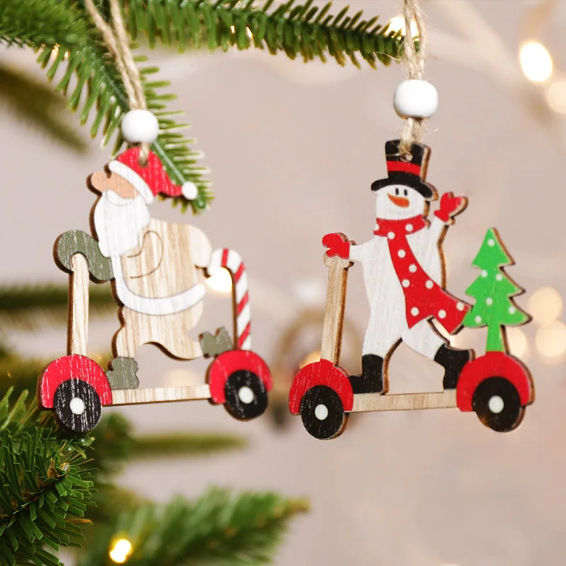 Christmas Decorations Wooden Elderly Snowman Combination Hanging Christmas Tree Pendant Oasis Select