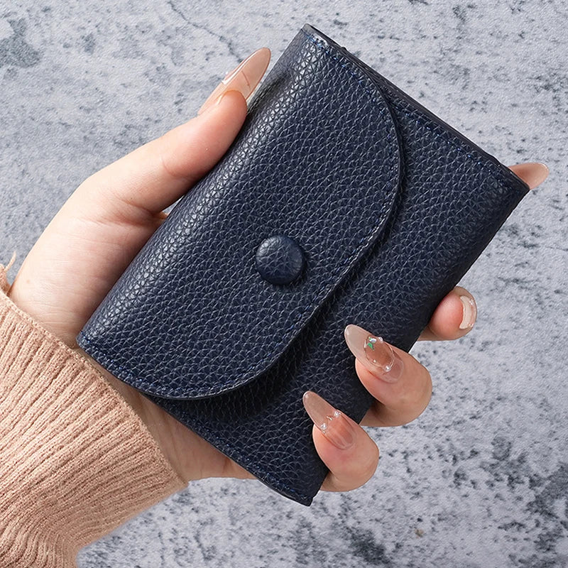 Women Wallets PU Leather Female Purse Mini Hasp Solid Multi-Cards Holder Coin Short Wallets Slim Small Wallet Zipper Hasp Oasis Select Blue