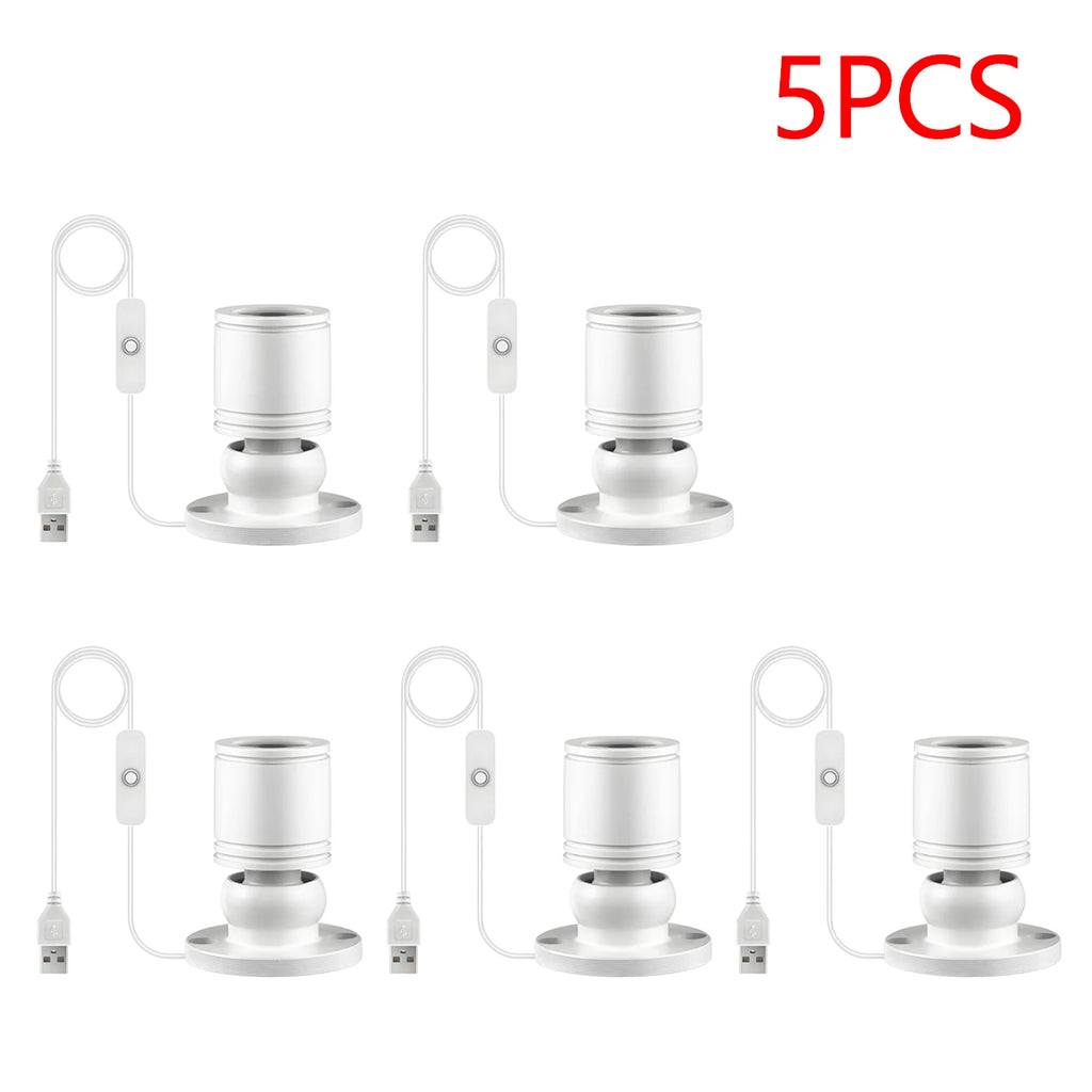 5V LED Spotlight 1W High Quality Aluminum Shell Ceiling Wall Lamp for Living Room Cabinet,USB Ports for Power Bank/Computer/TV Oasis Select 5PCS White Shell Warm White Lihgt