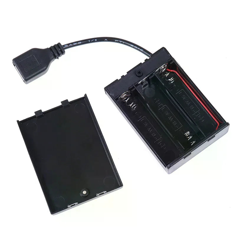 DC4.5V Portable Mini AA Battery Holder Storage Box Case USB Power Supply Battery Box For 5050 3528 2835 LED Strip Light Oasis Select