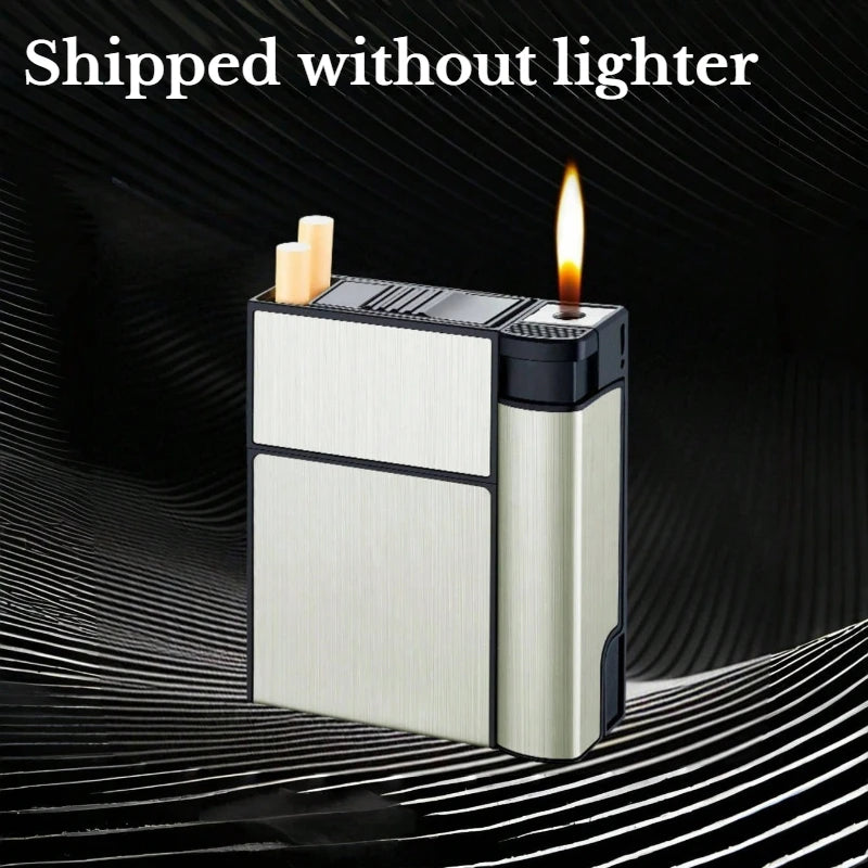 20PCS Capacity Metal Cigarette Case for 84mm Size with Lighter Case, Creative Cigarette Box Case Anti Pressure Moisture-proof Oasis Select GOLD