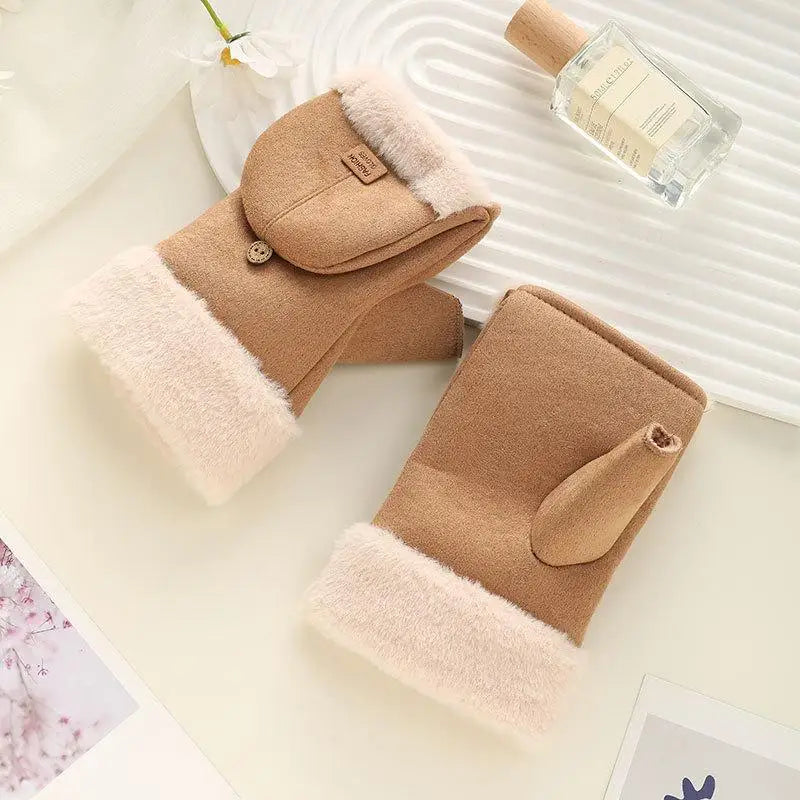Women's Plush Flip-Top Touchscreen Winter Gloves | Warm Knit