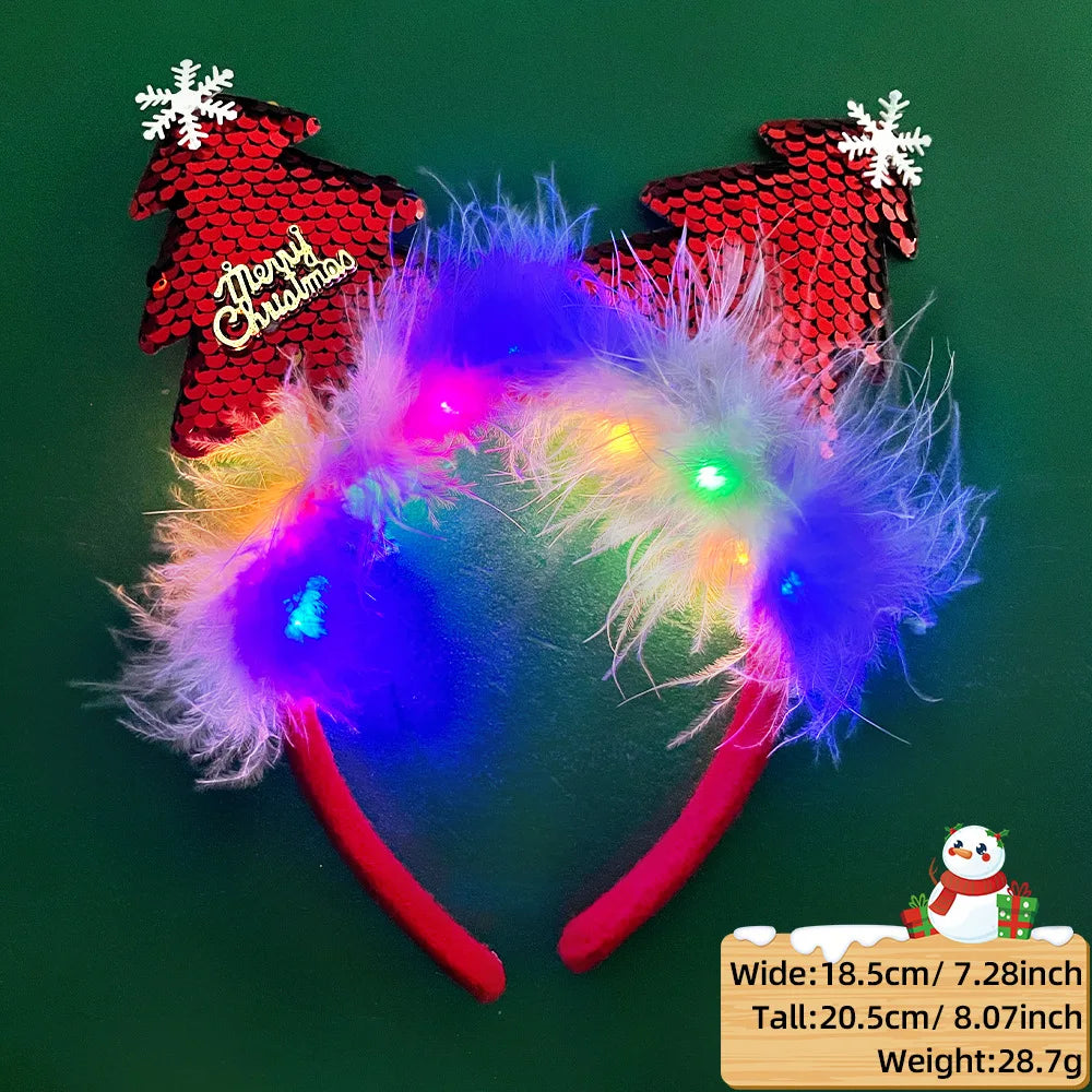 LED Christmas Feather Glow Headband – Kids Party Costume