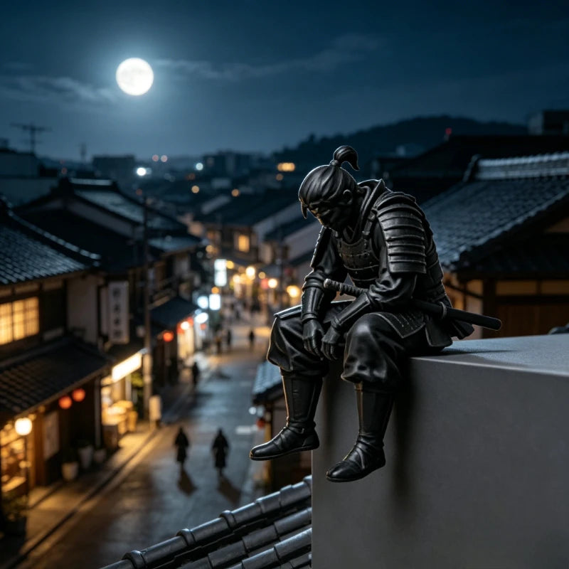 Japanese Samurai Figurine Miniature Ornaments Decor Sitting Warrior Figurine for Desks Bookshelves DIY Painting Zen Bushido Gift Oasis Select