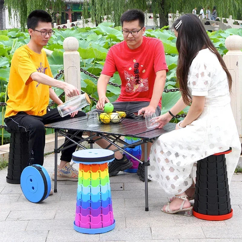 New Folding Stool Portable Round Folding Chair Accordion Chair Height Adjustment Elephant Swing Playground Queue Chair Oasis Select