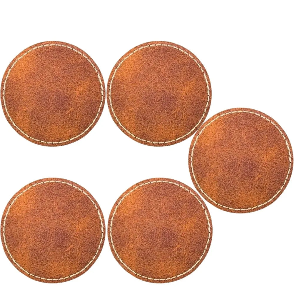 PU Leather Blank Hat Patches 6.3cm Brown – 5 or 10 Pack
