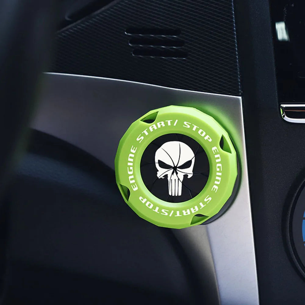 Skull One-touch Start Decorative Cover ABS Rotary Switch Protective Ignition Switch for Most Cars Oasis Select Green-black