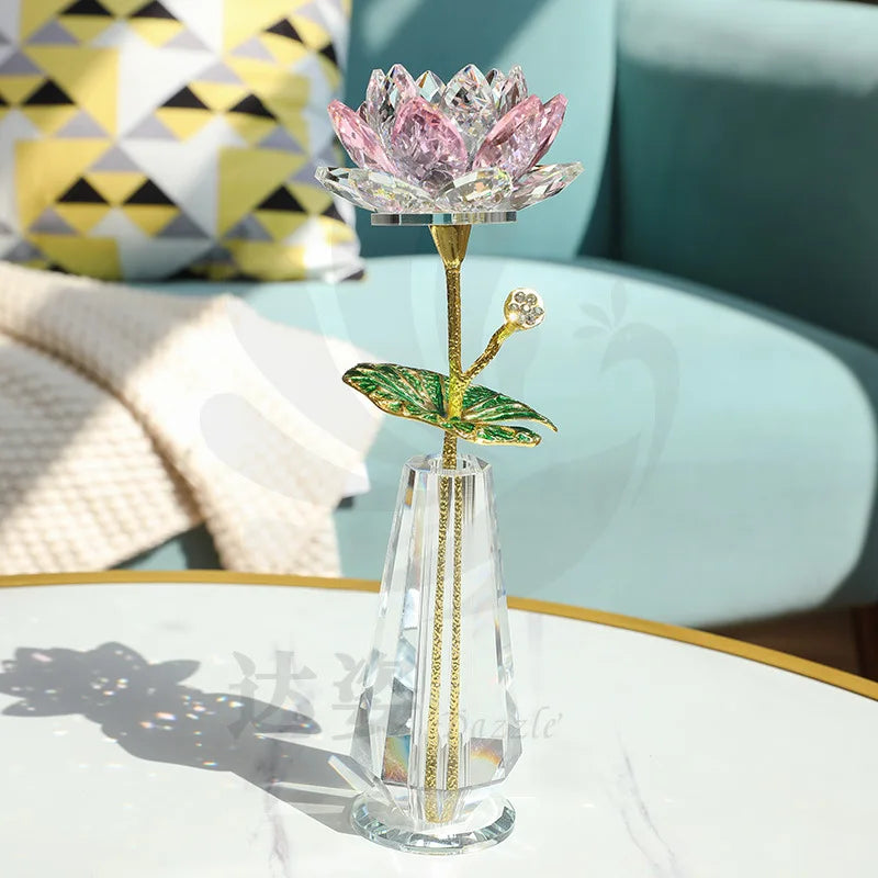 Crystal Lotus Creative New Lotus Living Room Coffee Table Opening New House Good Lianlian Simulation Flower Decoration Oasis Select