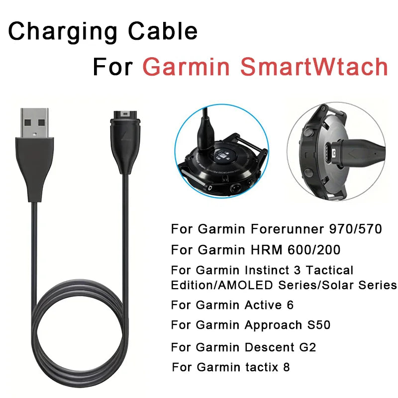 100cm USB Charging Cable for Garmin Fenix 8/7/6/5 & Forerunner Smartwatch Charging Cable Oasis Select