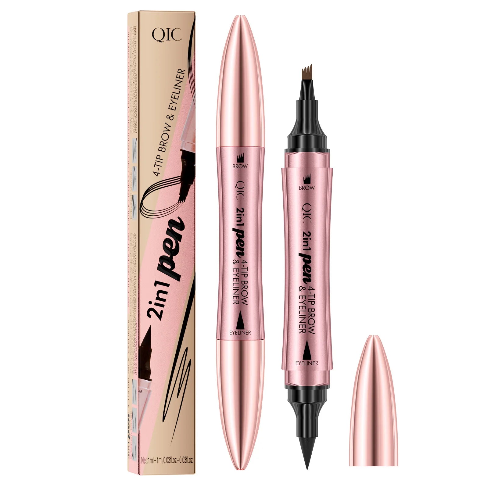 QIC 4-Split Tip Waterproof Liquid Eyebrow Pen – 4 Colors
