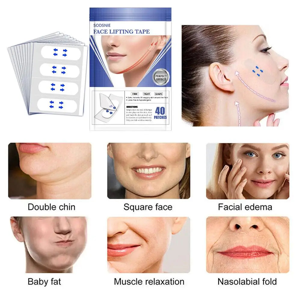 Eelhoe 40-Pack Invisible Face Lift Tape & V-Shape Patches Face Lifting Tape Oasis Select