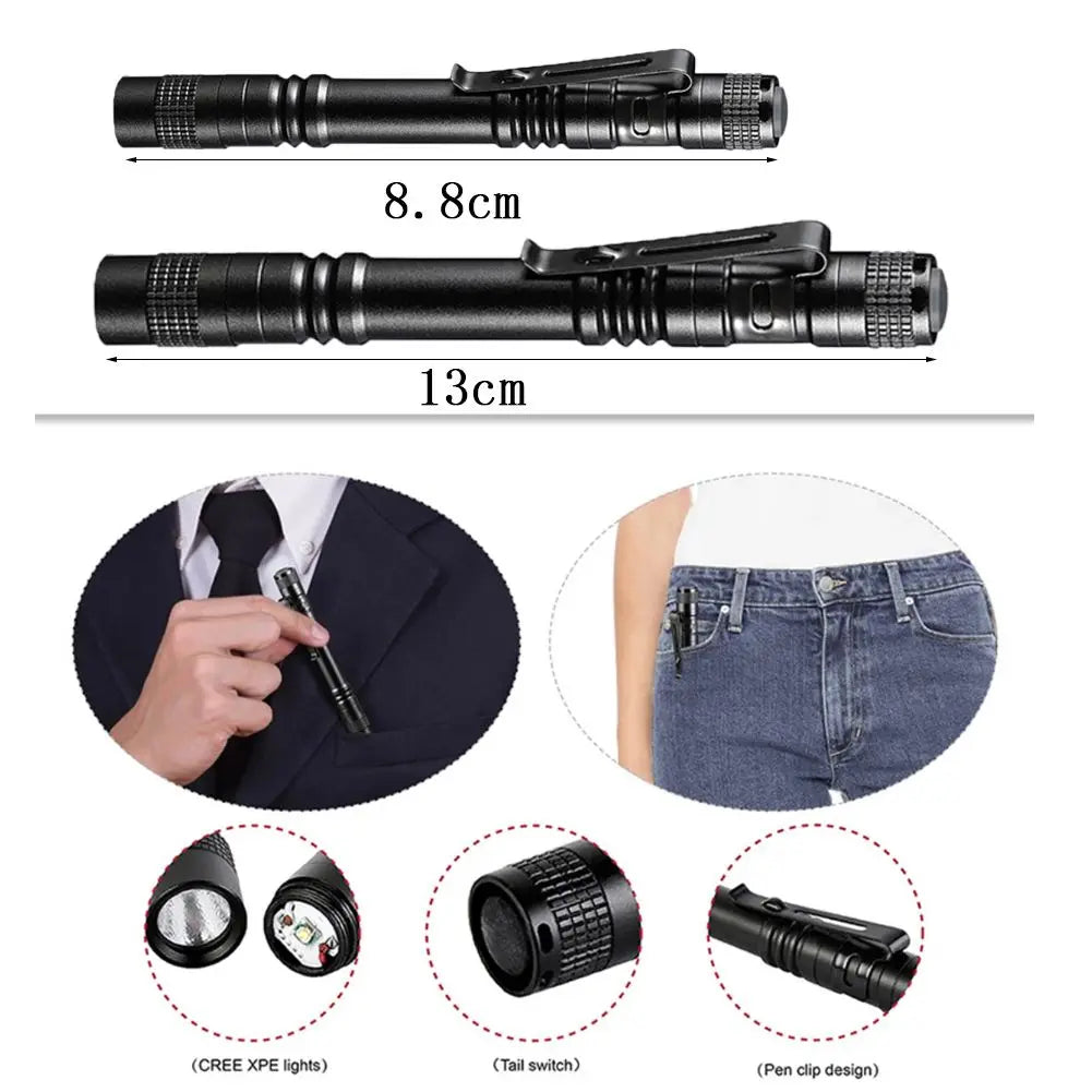 Mini Portable Waterproof Flashlight Pen Shape Flashlight Super Bright Camping Accessories and Gear Oasis Select
