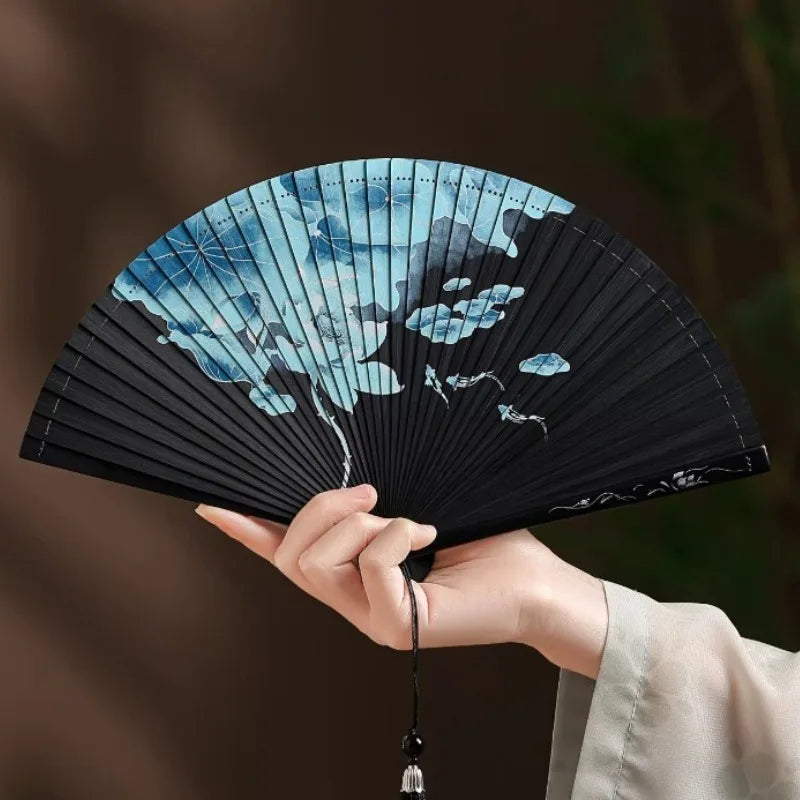 All Bamboo Folding Fan Compact and Portable Chinese Style Portable Ancient Style Folding Fan Cheongsam Fashion Show Oasis Select