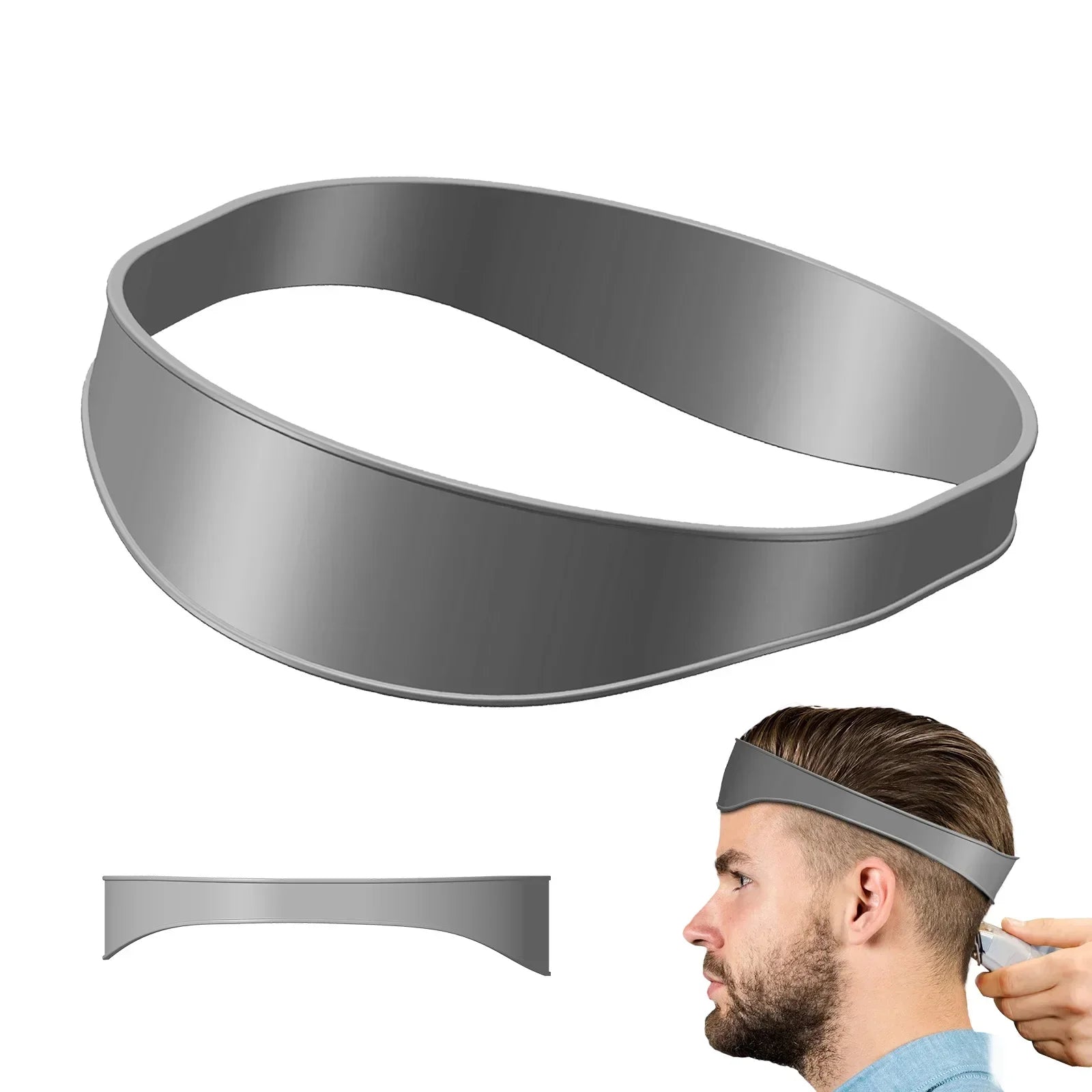 DIY Home Hair Trimming Haircut Curved Headband Silicone Neckline Shaving Template Hair Cutting Guide Barber Hair Styling Tools Oasis Select gray