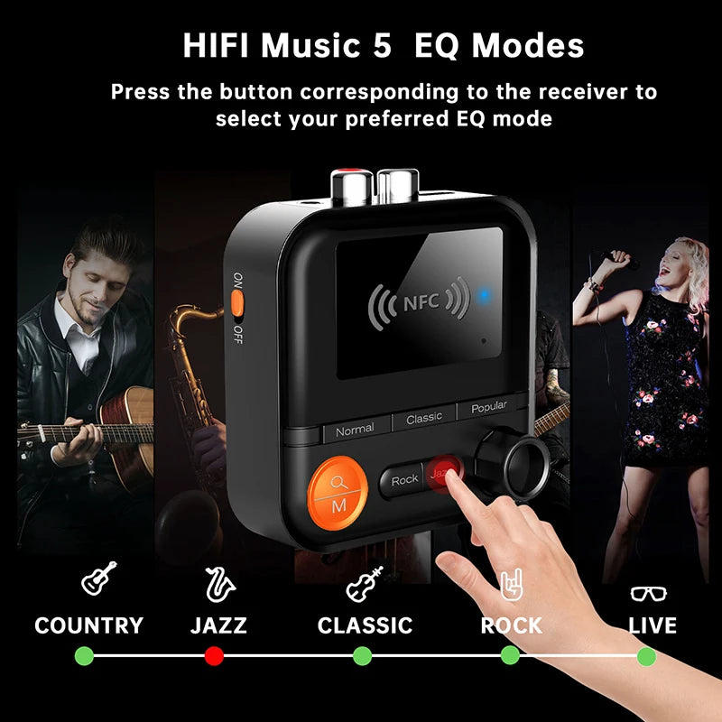 NFC Bluetooth Audio Receiver 5 EQ Modes Support TF Card Playback 3.5mm AUX R/L RCA Stereo HIFI Music Wireless Adapter With Mic Oasis Select