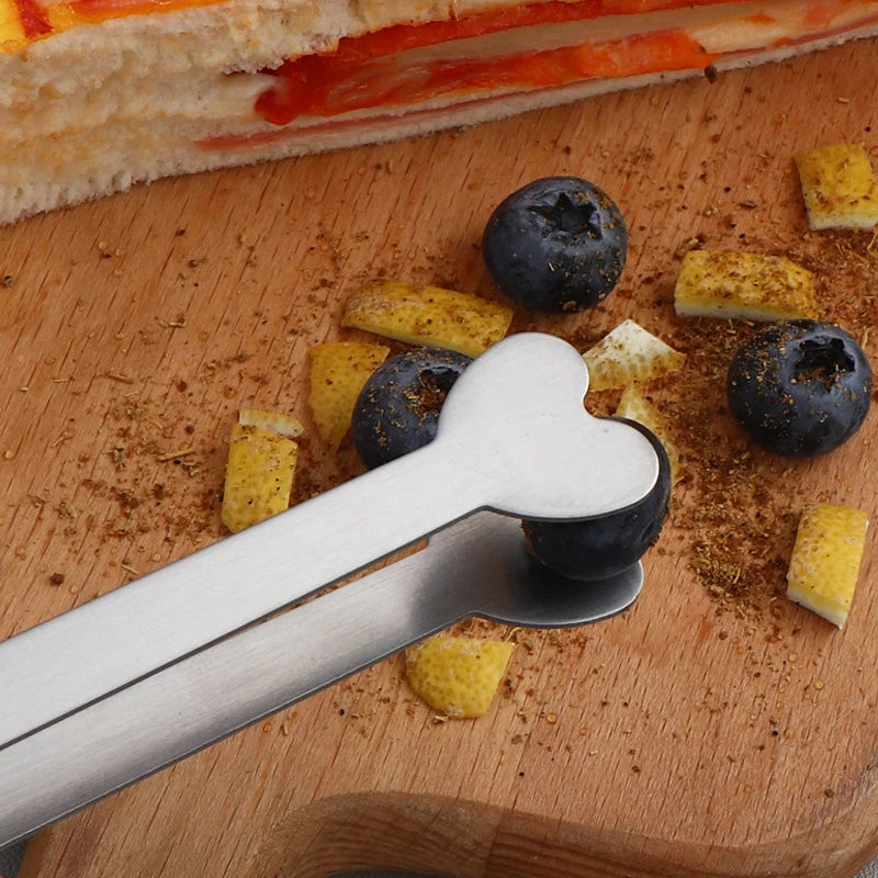 Heart Shaped Mini Tongs – Stainless Steel Food Serving Clamps